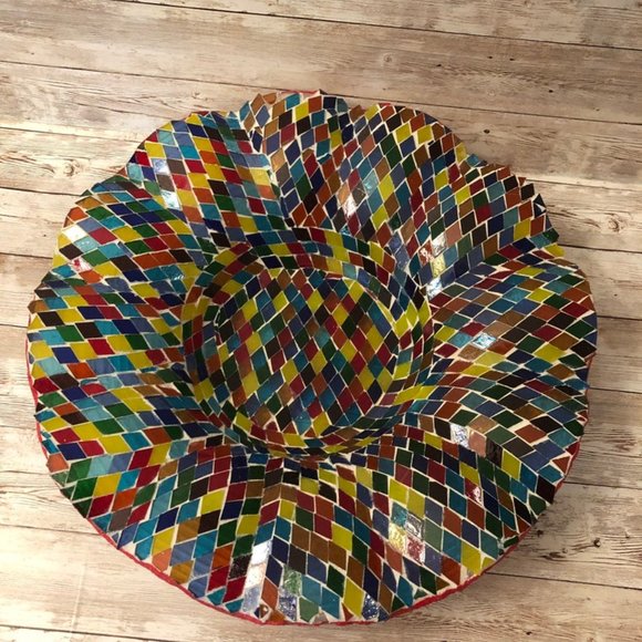 COPY - Wave shaped Mosaic Glass Bowl. Multicolored